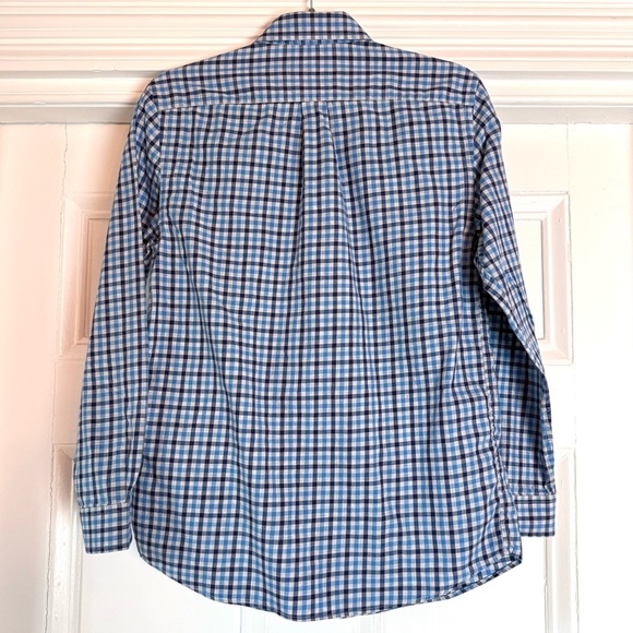 Vineyard Vines Boy’s Blue Grey Checkered Plaid Whale Long Sleeve Shirt Large 16 - Picture 2 of 10